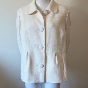 Boden  Polperro Ivory Tweed Peplum Blazer Jacket Size 20